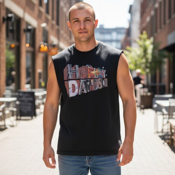 Harley Davidson Men’s Tank Top Size XL (Fits M) Vintage 2001 Rare Big Twin Aruba - Picture 1 of 11